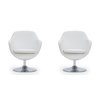 Manhattan Comfort Caisson Faux Leather Swivel Accent Chair in White and Polished Chrome (Set of 2) 2-AC028-WH